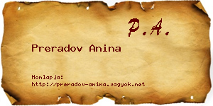 Preradov Anina névjegykártya